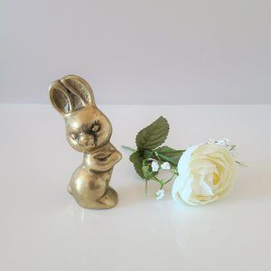 Rabbit bunny brass figurine.